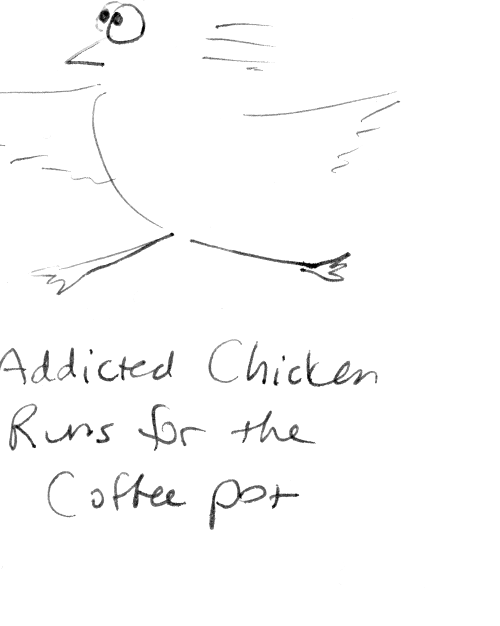 Chicken running across frame