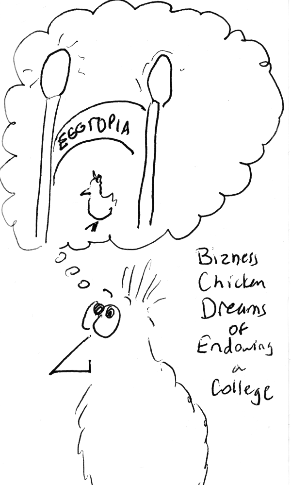 Chicken dreaming of university gate