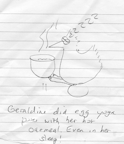 Geraldine practices hot yoga poses even while sleeping